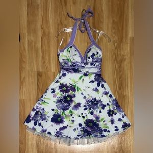 City Triangles purple flowers summer halter dress